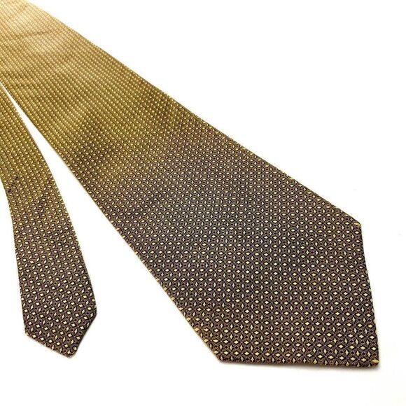 Perry Ellis Portfolio Beige & Brown Silk Tie Woven‎ Short Wide Grenade - Picture 1 of 6